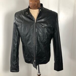 - Womens Black Faux Leather Jacket.Size medium. Breast Cancer Fundraiser